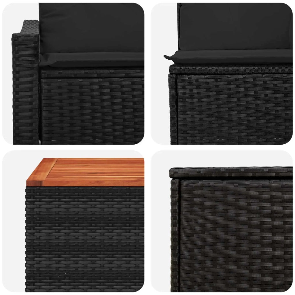 Set di divani 8 pz Nero Rattan sintetico e Acciaio 3448212