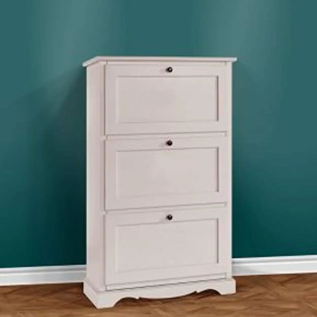 Scarpiera in legno Shabby chic bianca 3 ante