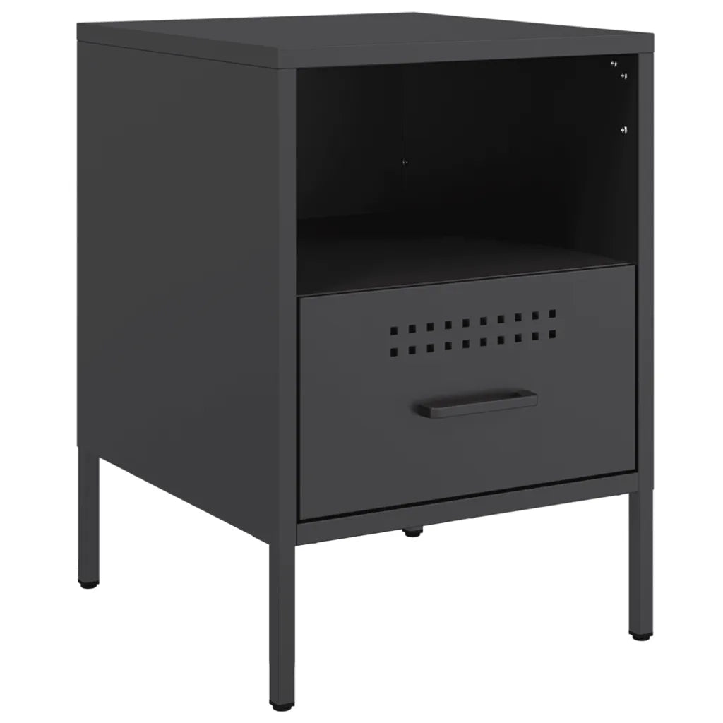 Set di 2 Comodini | Armadio da Notte | Mobiletto da notte Nero 36x39x50,5 cm in Acciaio