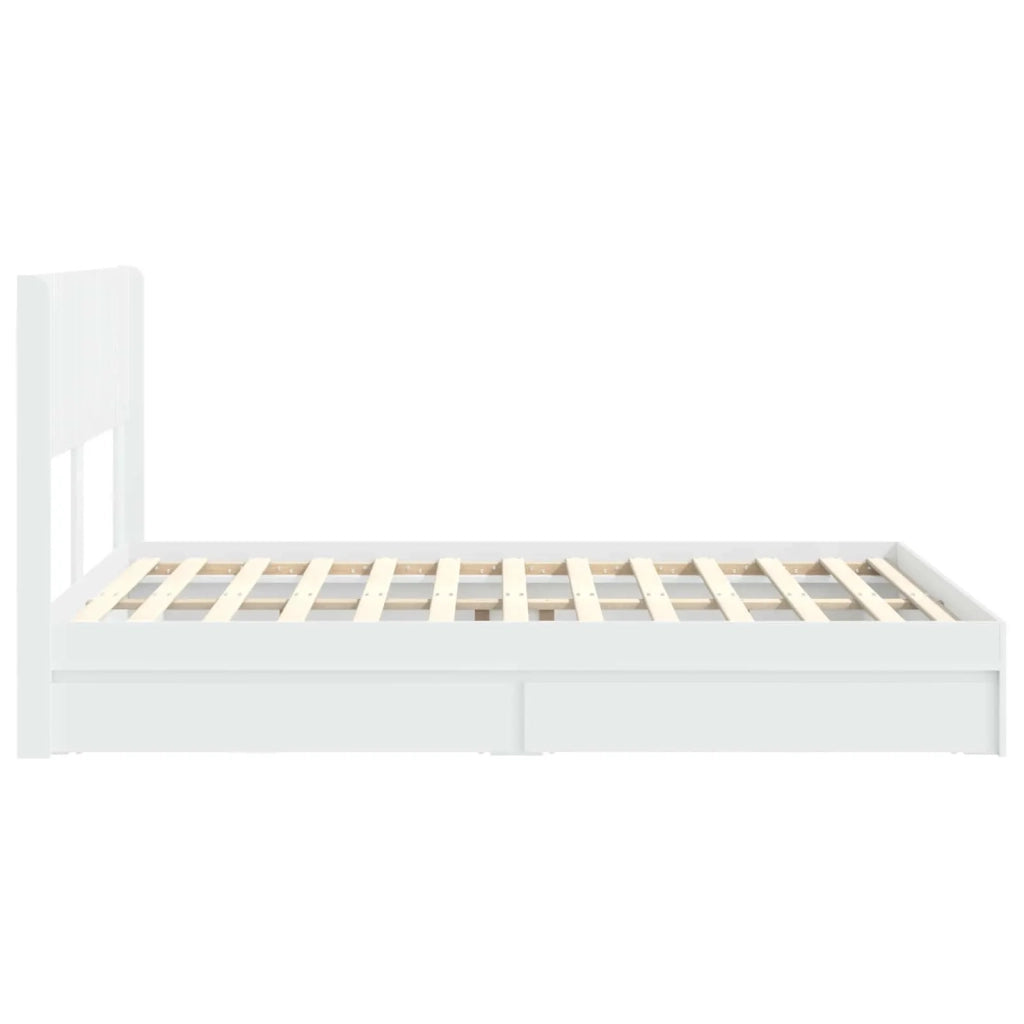Letto matrimoniale | Letto per adulti | Struttura del letto con stoccaggio e testata Bianco