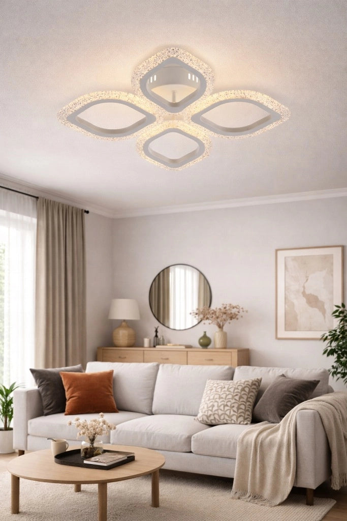 Plafoniera LED foglie bianca 4 luci dimmerabile Vargo