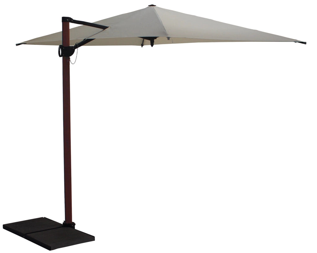 Ombrellone da Giardino Decentrato 3x2m Palo in Alluminio Effetto Legno Tessuto Poliestere Trend Wood Ecru