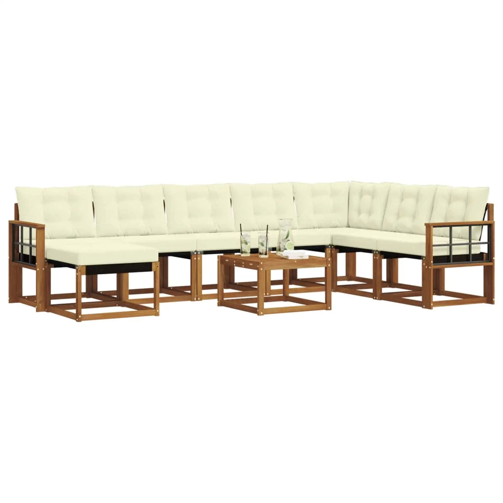 Set di divani da esterno con cuscino 9 pcs Naturale e Crema