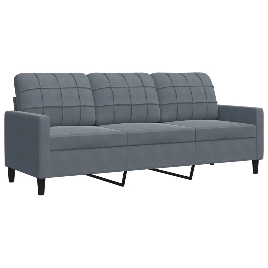 vidaXL Divano a 3 Posti Grigio Scuro 180 cm in Velluto