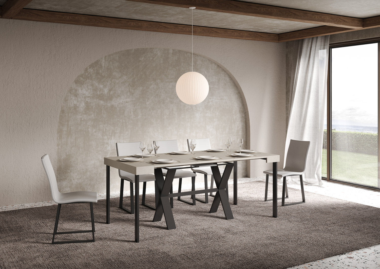 Consolle Allungabile 90-196x40x77 cm Xenia Small Cashmere Telaio Antracite