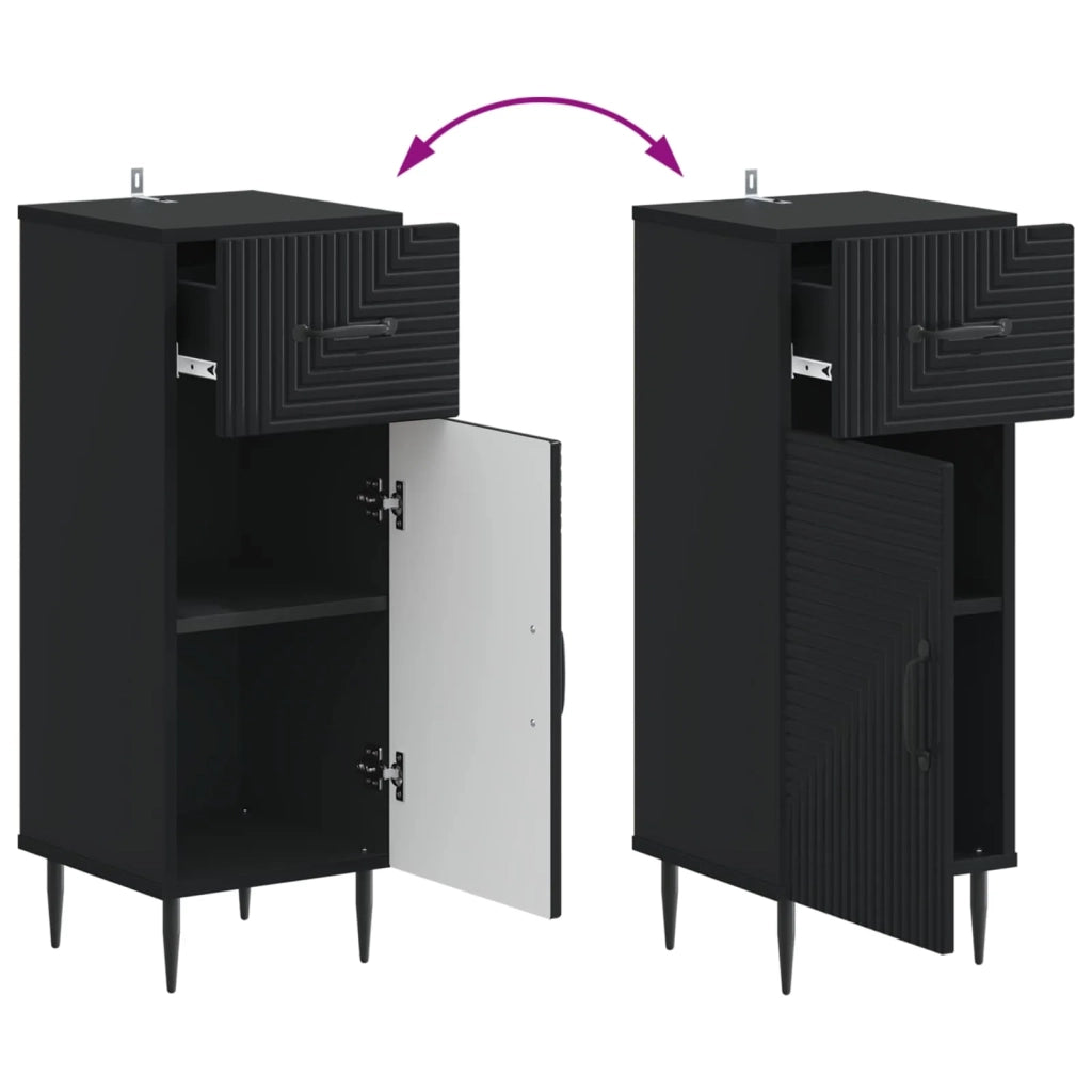 Mobiletto da Bagno HAARLEM Nero 30 x 31 x 80 cm 896826