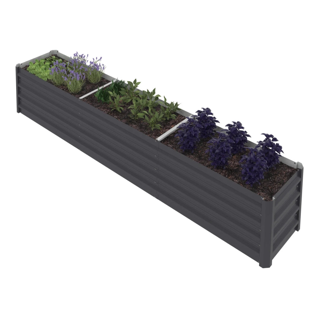 IDMarket - Fioriera rialzata in metallo con struttura rettangolare 240 x 40 x 45 cm