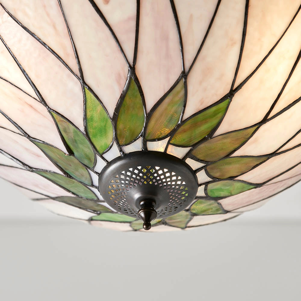 Lampada a sospensione Tiffany Hutchinson rose vetro 3xE27