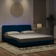 Giroletto con LED senza Materasso-Struttura Letto Blu 180x200 cm in Velluto