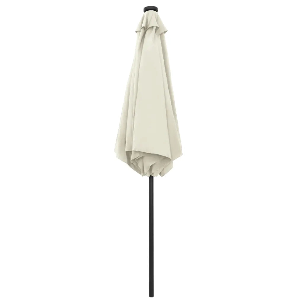 Ombrellone con Luci a LED e Palo Alluminio 270 cm Bianco Sabbia 47353