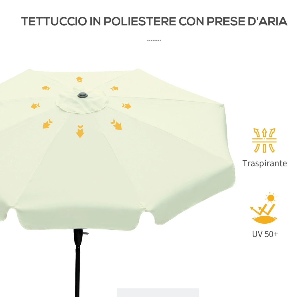 Ombrellone da Giardino Rotondo ?2.7x2.5 m ¨C zephmum ¨C Beige, Testa Inclinabile