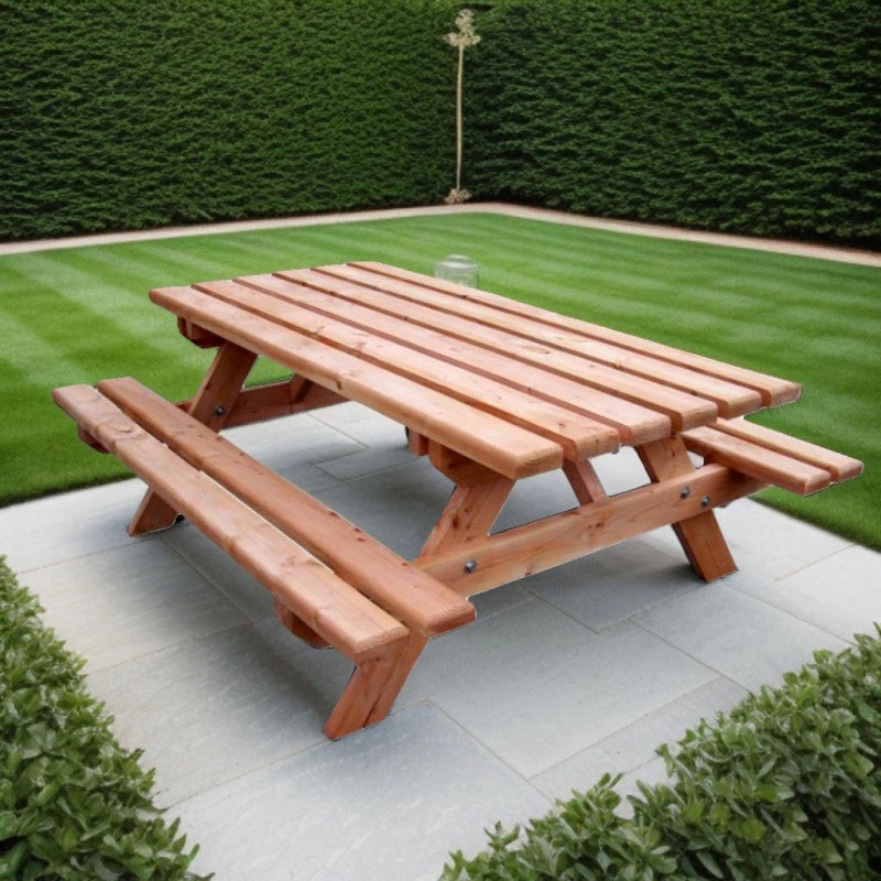 Tavolo da giardino in legno Douglas 190x162 cm – panca integrata 6 posti – spessore 45 mm – SJ-TFD7(TFD) Foresta