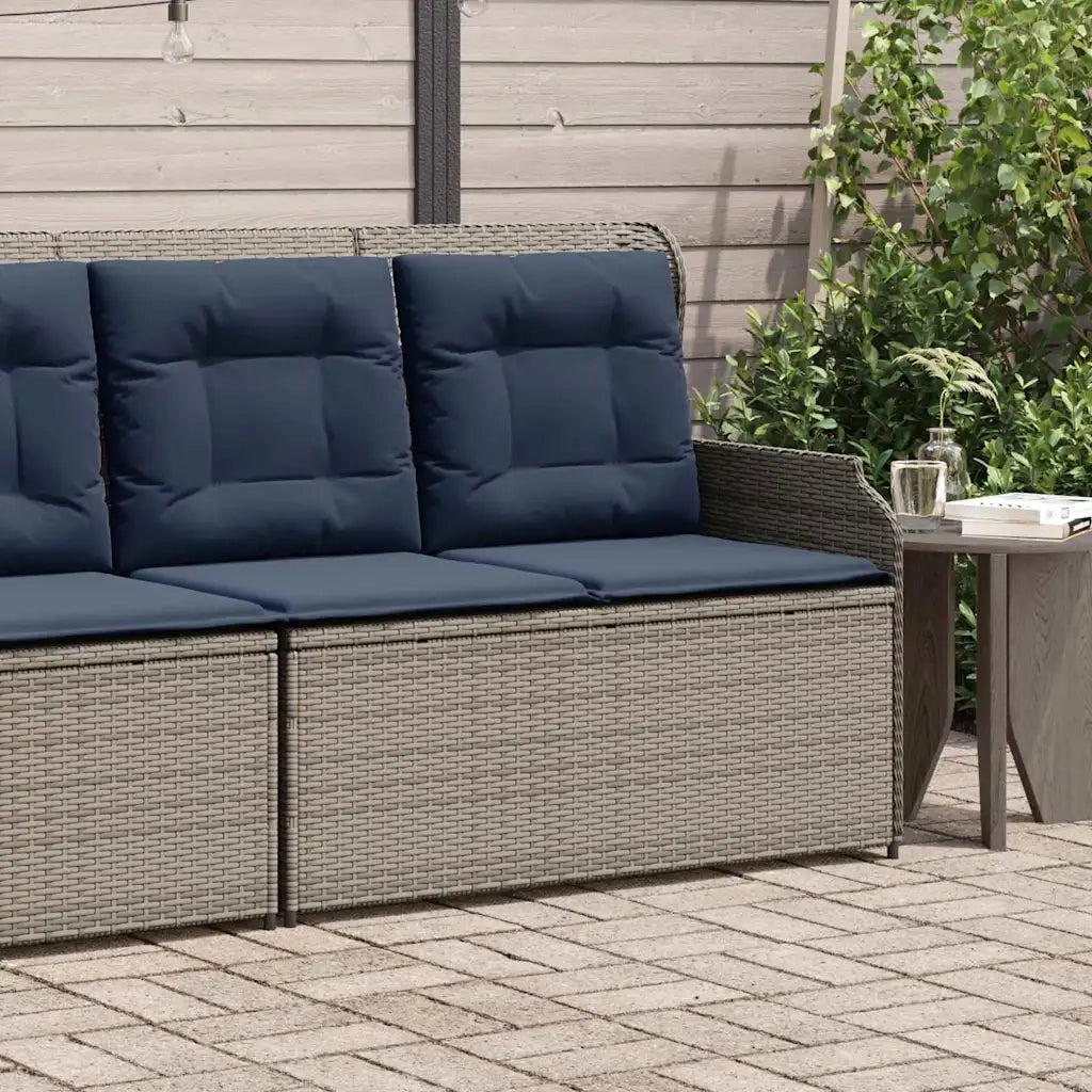 Panchina da giardino con cuscino Grigio e Blu Navy polyrattan 3394447