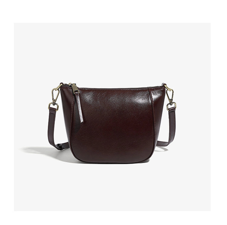 Borsa a tracolla da donna in vera pelle, elegante borsa tote viola