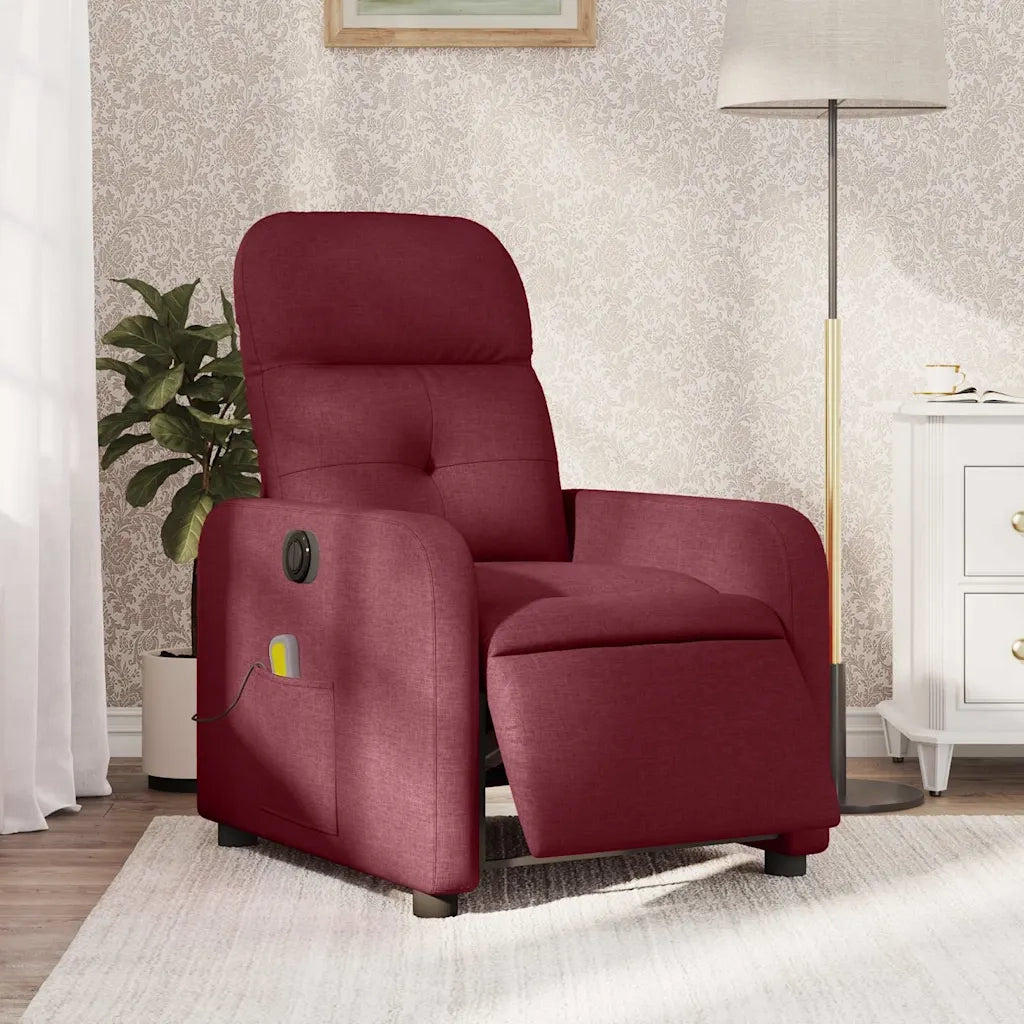 Poltrona Massaggiante Reclinabile Elettrica Rosso Vino Tessutocod mxl 116752