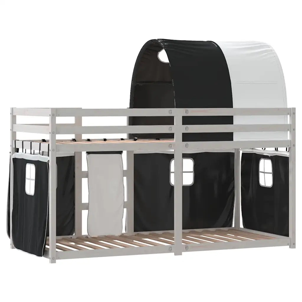 Letto singolo | Letto per adulti | Letto a Castello senza Materasso Bianco e Nero 90x200cm in Pino