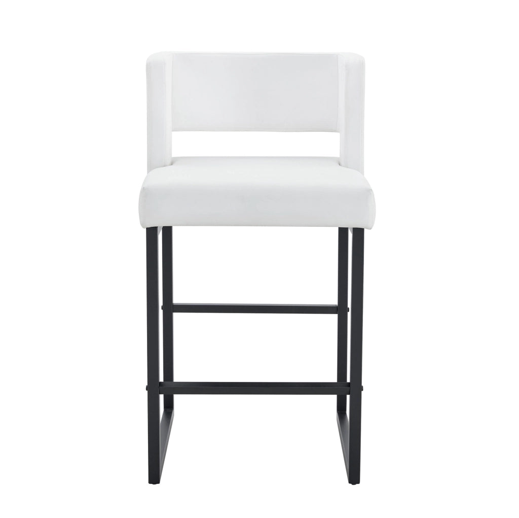 Sgabello da bar 91.4 cm con seduta imbottita; gambe in metallo; PU bianco e nero