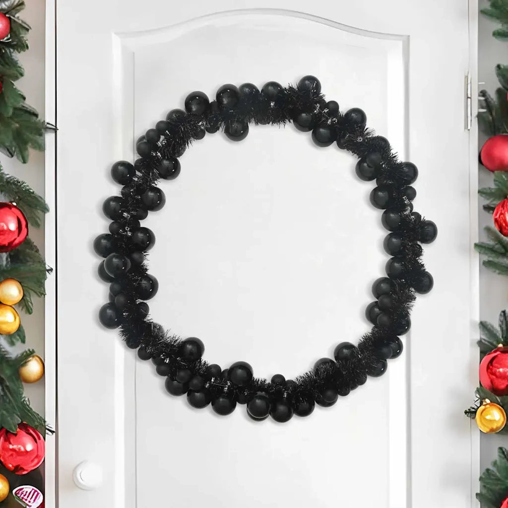 Ghirlanda di Palline di Natale Nero 186 cm Polistirolo