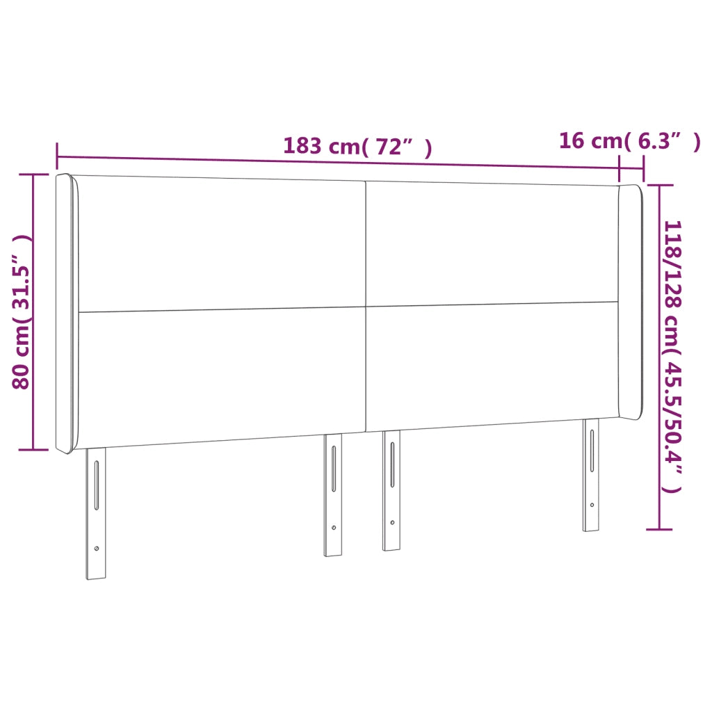 Testiera ad Orecchio Rosa 183x16x118/128 cm in Velluto 3119365