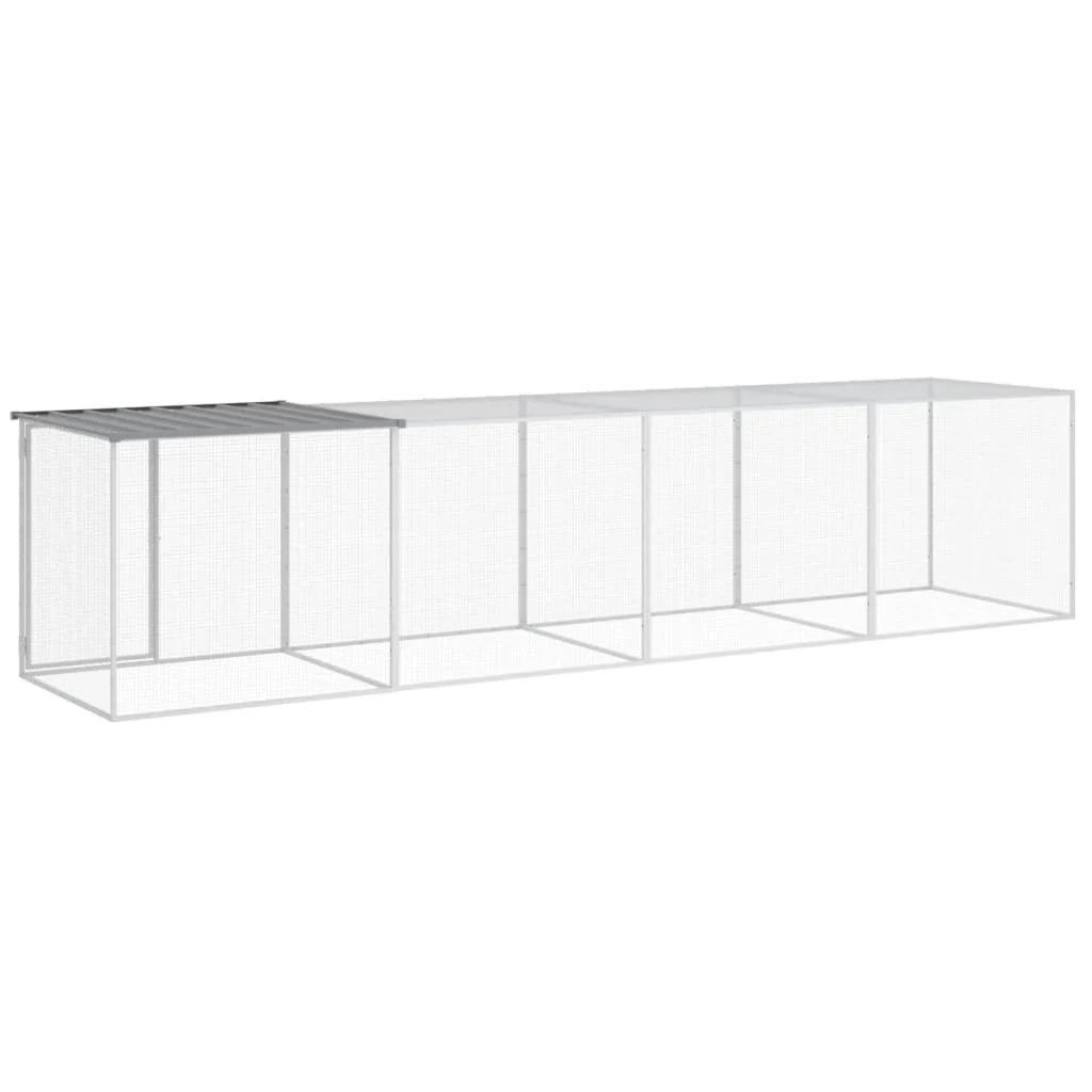 Pollaio/recinto/gabbia per polli con tetto trasparente 403 x 98 x 90 cm acciaio zincato grigio 02_0043984