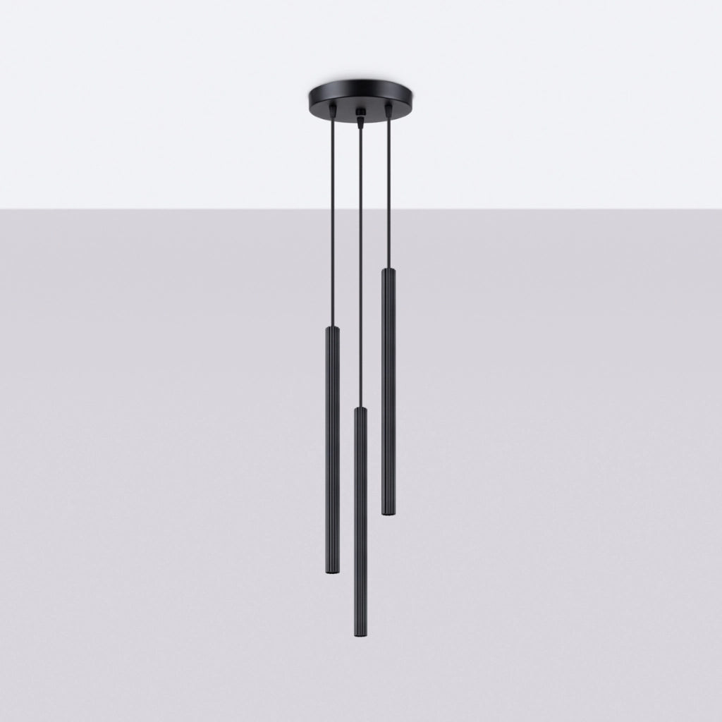 Lampada tubolare LED ARCHE Ocean Green a 3 luci in acciaio nero 20x120 cm
