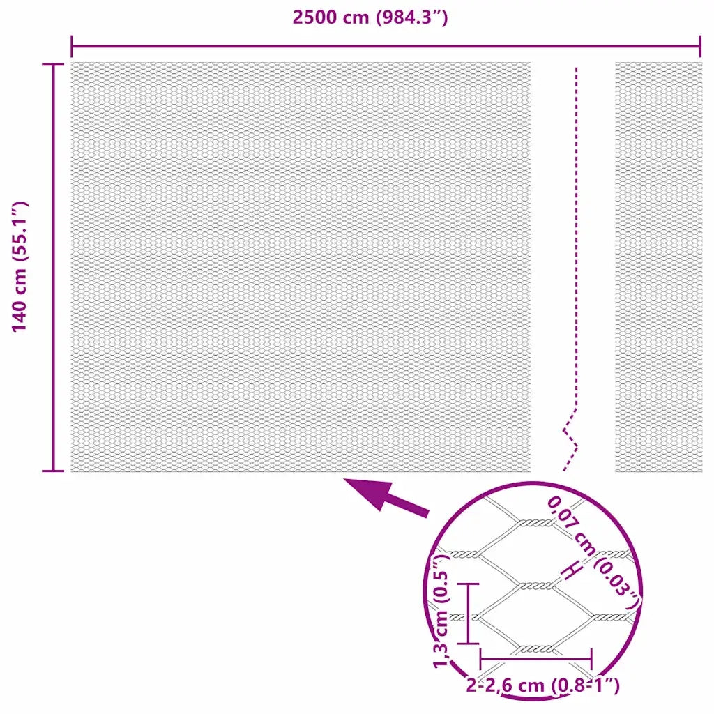 Recinzione Esagonale Grigio 1,4 x 25 m PVC 42005541