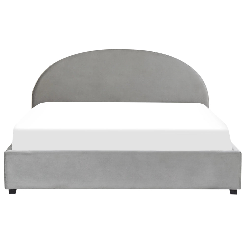 Letto contenitore matrimoniale imbottito velluto grigio retrò minimalista 180 x 200