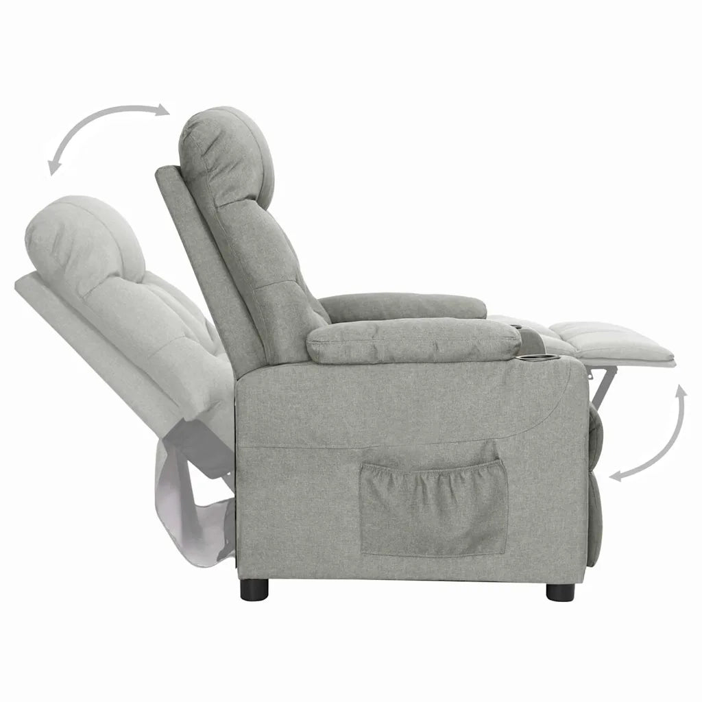 Divano Sedia-Poltrona Reclinabile in Tessuto Grigio Chiaro 761572