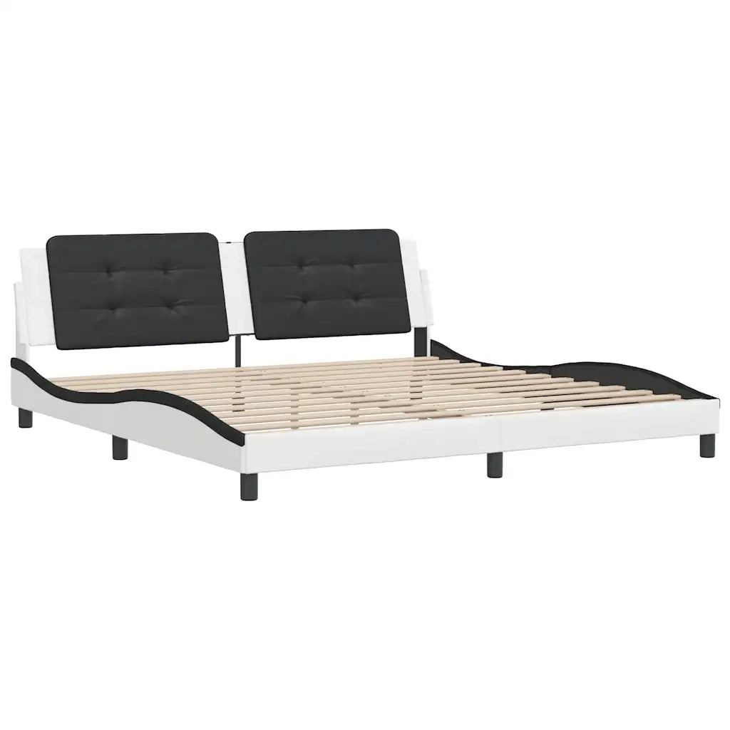 Giroletto senza Materasso Zadar Bianco e Nero 200x200 cm in Similpelle 3208211