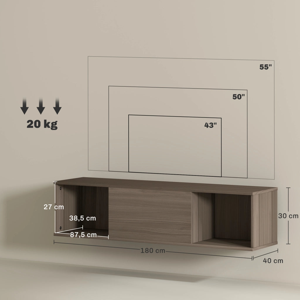 Mobile TV sospeso ¨C zephmum ¨C marrone 120x30x29.5 cm