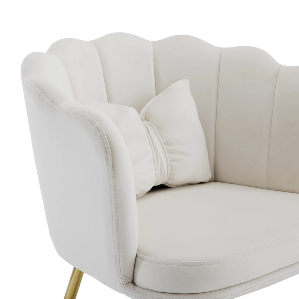 SEDIA da soggiorno in velluto beige, schienale a petalo, set da 2 pezzi