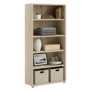 Libreria Apice, Scaffale da ufficio, Mobile portalibri, Biblioteca, 89x40 h186 cm, Quercia