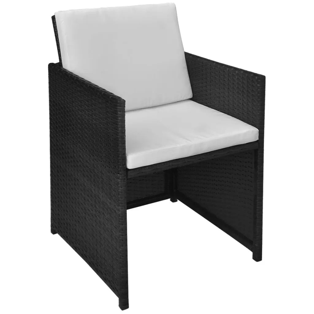 Set da Bistrot 3 pz con Cuscini in Polyrattan Nero 42539