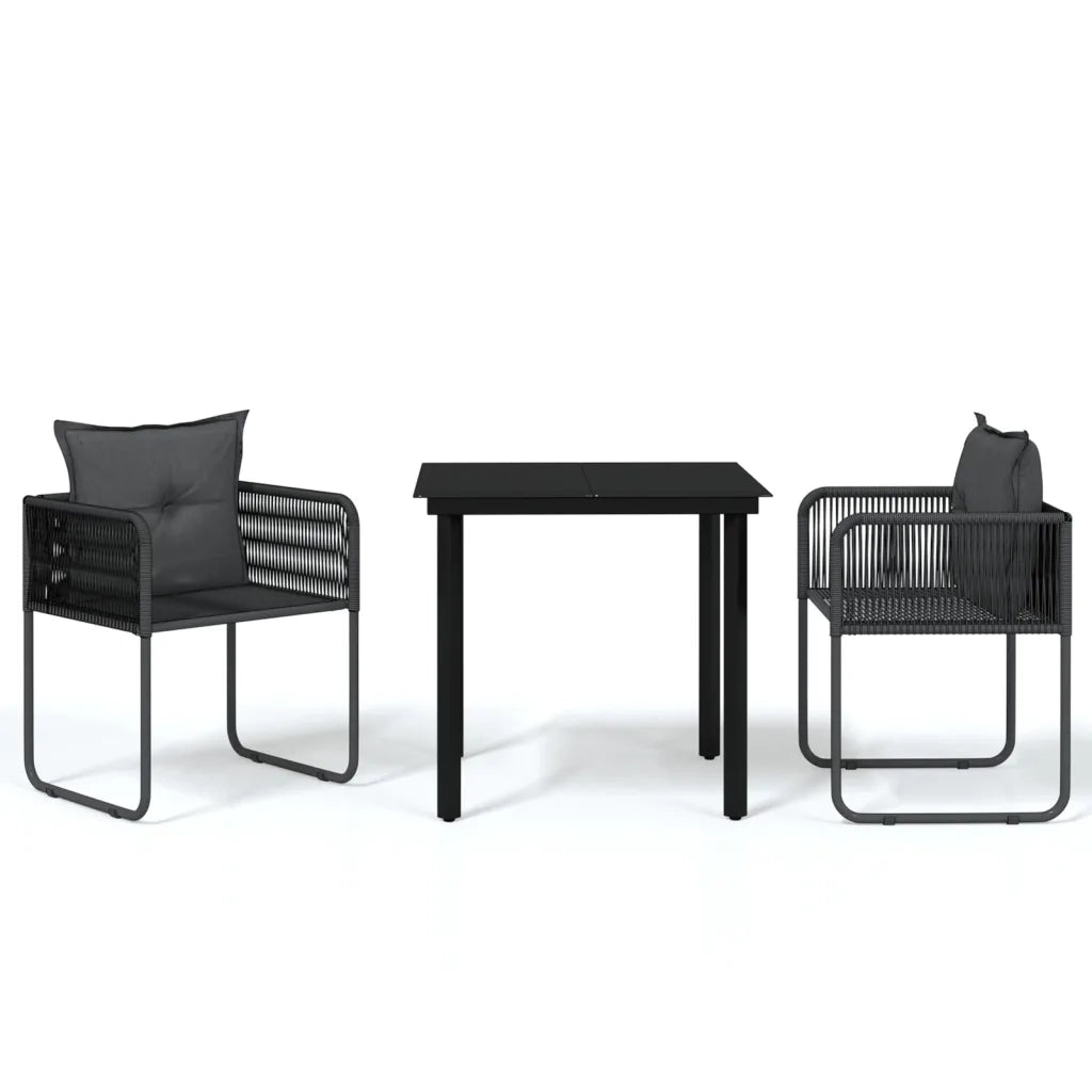 Set Mobili da Pranzo per Giardino 3 pz Nero cod mxl 45862