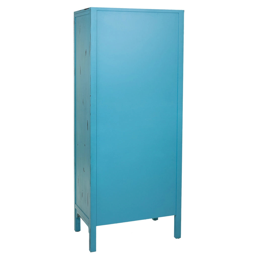 Armadio in legno blu 70x40x170h