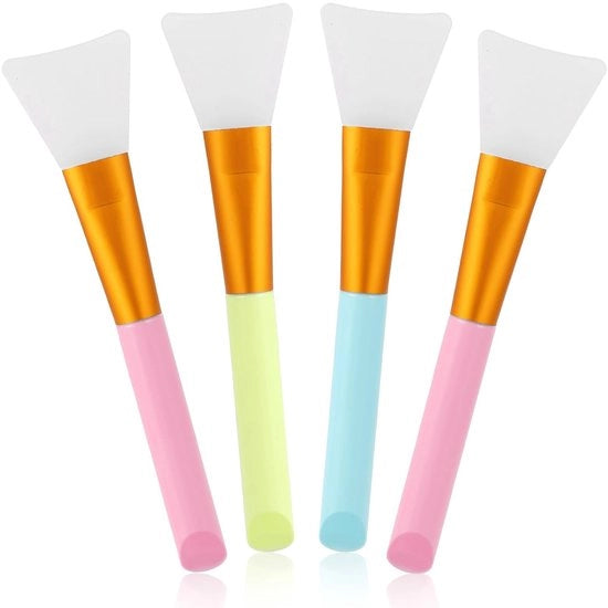 Kit di pennelli per maschera facciale - 4 pezzi - Pennelli in silicone - Set di spugne morbide - Cura della pelle - Adatto per maschera di fango - Lunghezza del pennello 13,5 cm - Pennello per cosmetica