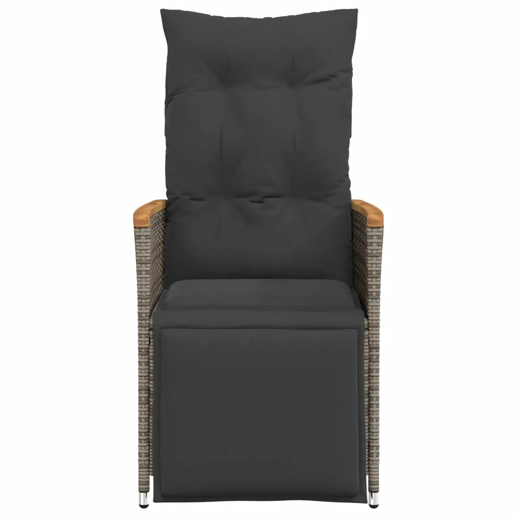 Sedia Reclinabile da Giardino con Cuscini Grigia in Polyrattan 365665