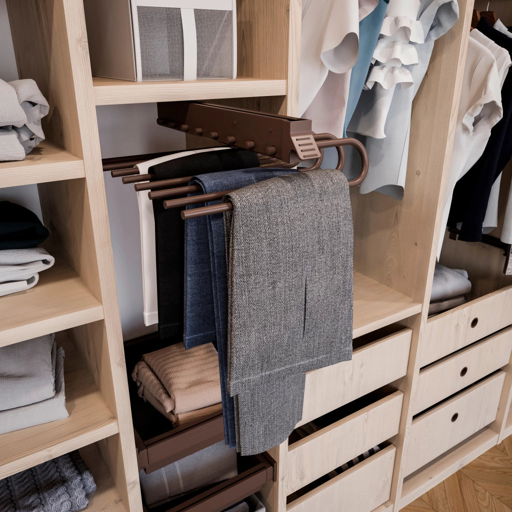Emuca Porta pantaloni estraibile, Destra, Verniciato moka, Acciaio e Tecnoplastica, 1 u.