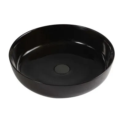 Lavabo da appoggio tondo 38,5 cm nero lucido in ceramica  Zelos