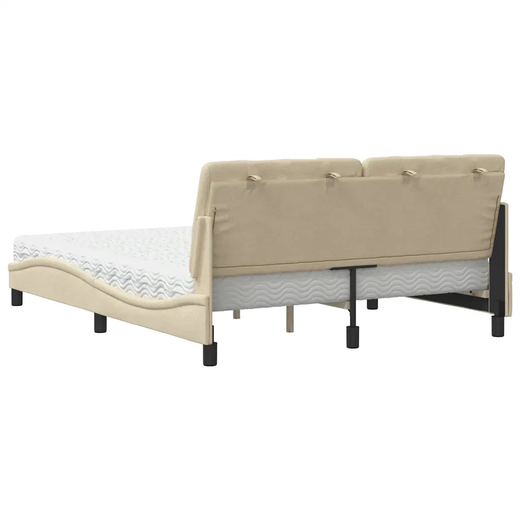 Letto con Materasso Crema 160x200 cm in Tessuto 3310753