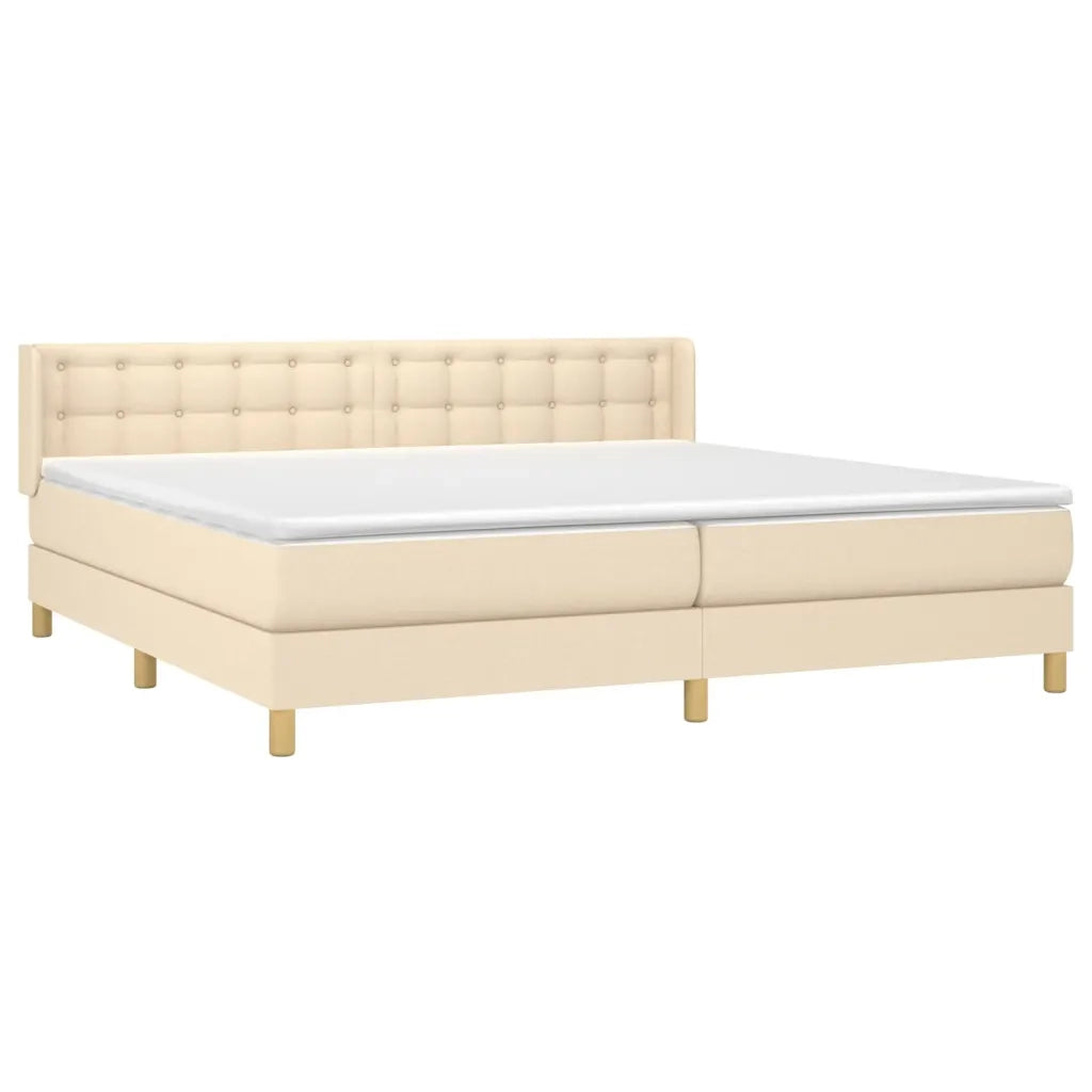 Giroletto a Molle con Materasso Crema 180x200 cm in Tessuto