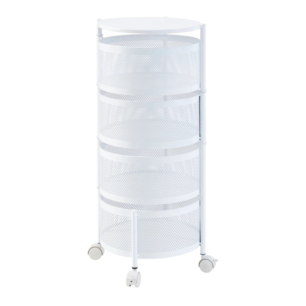 Carrello di servizio carrello da cucina/soggiorno mobile contenitore a 4 ripiani acciaio 75 x 33 cm bianco 03_0009247