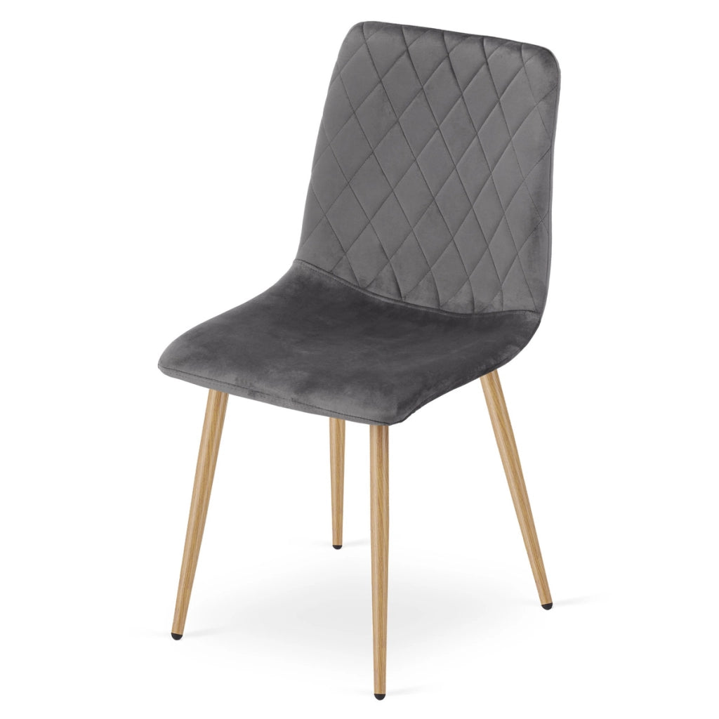 Sedia Turin in velluto grigio scuro con gambe effetto legno
