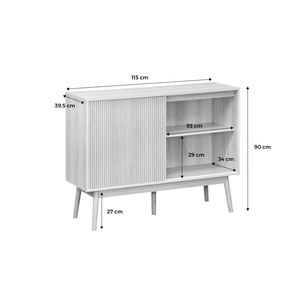 Credenza in legno, 115cm, marrone naturale