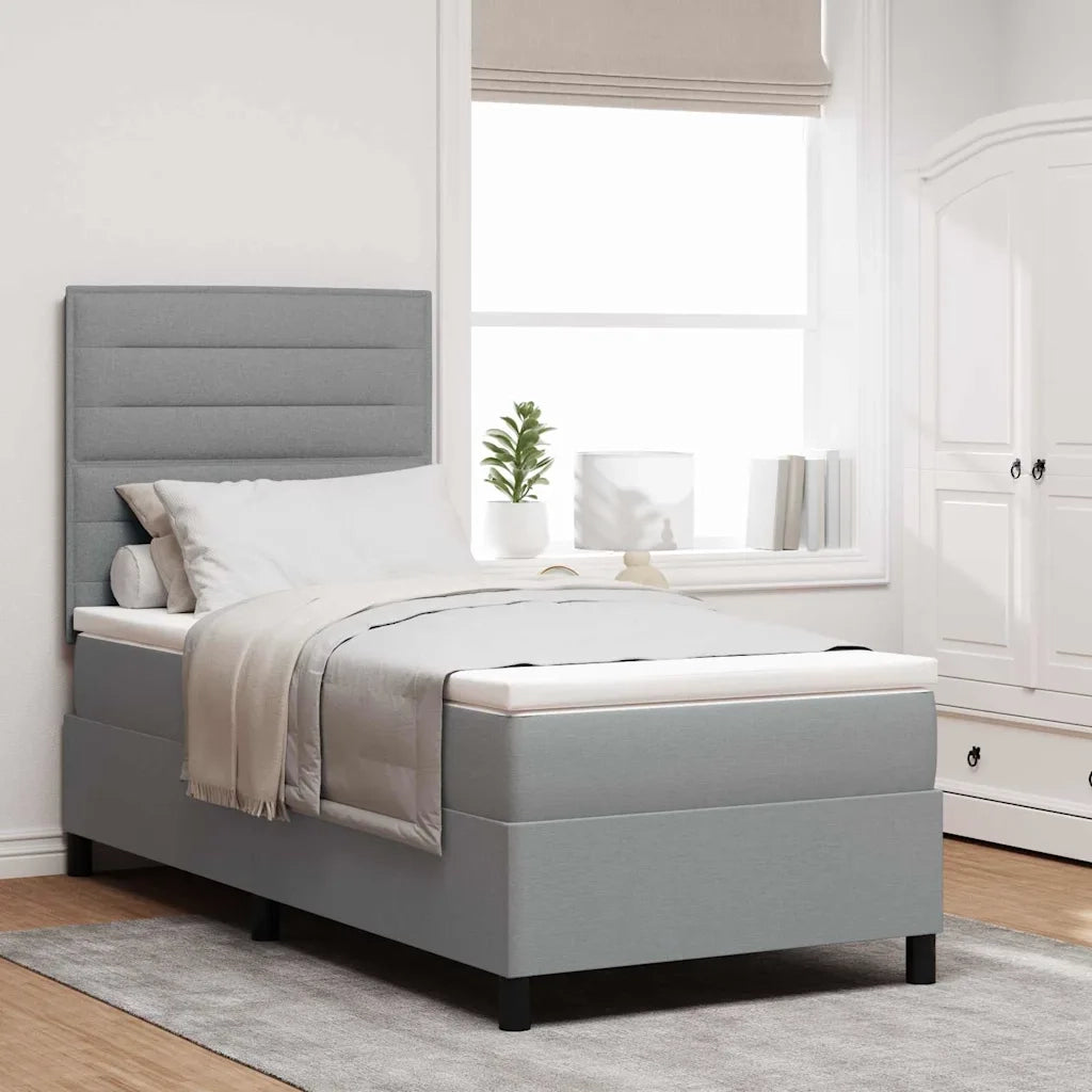 Letto a molle con materasso Grigio chiaro 90 x 190 cm Tessuto