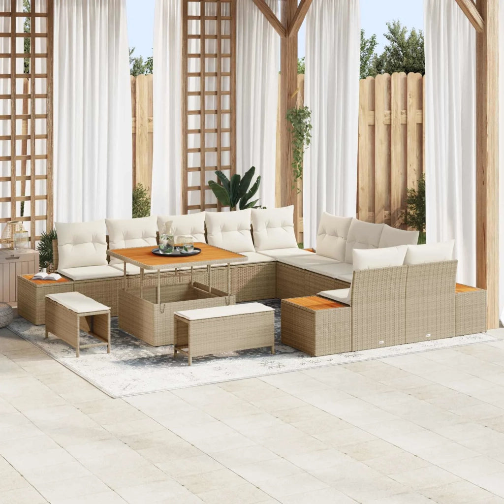 Set Divano da Giardino con cuscino 13 pcs Beige e Crema 3363356