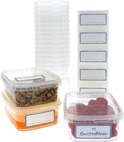 Set di contenitori in plastica a 15 pezzi con coperchi - contenitori in plastica quadrati trasparenti 280 ml contenitori universali - delicatessen e salse - standard industriale - contenitori di archiviazione