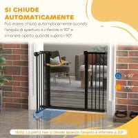 Cancellino per Cani Regolabile con Chiusura Automatica, in Acciaio e Plastica, 74-100x77 cm Nero