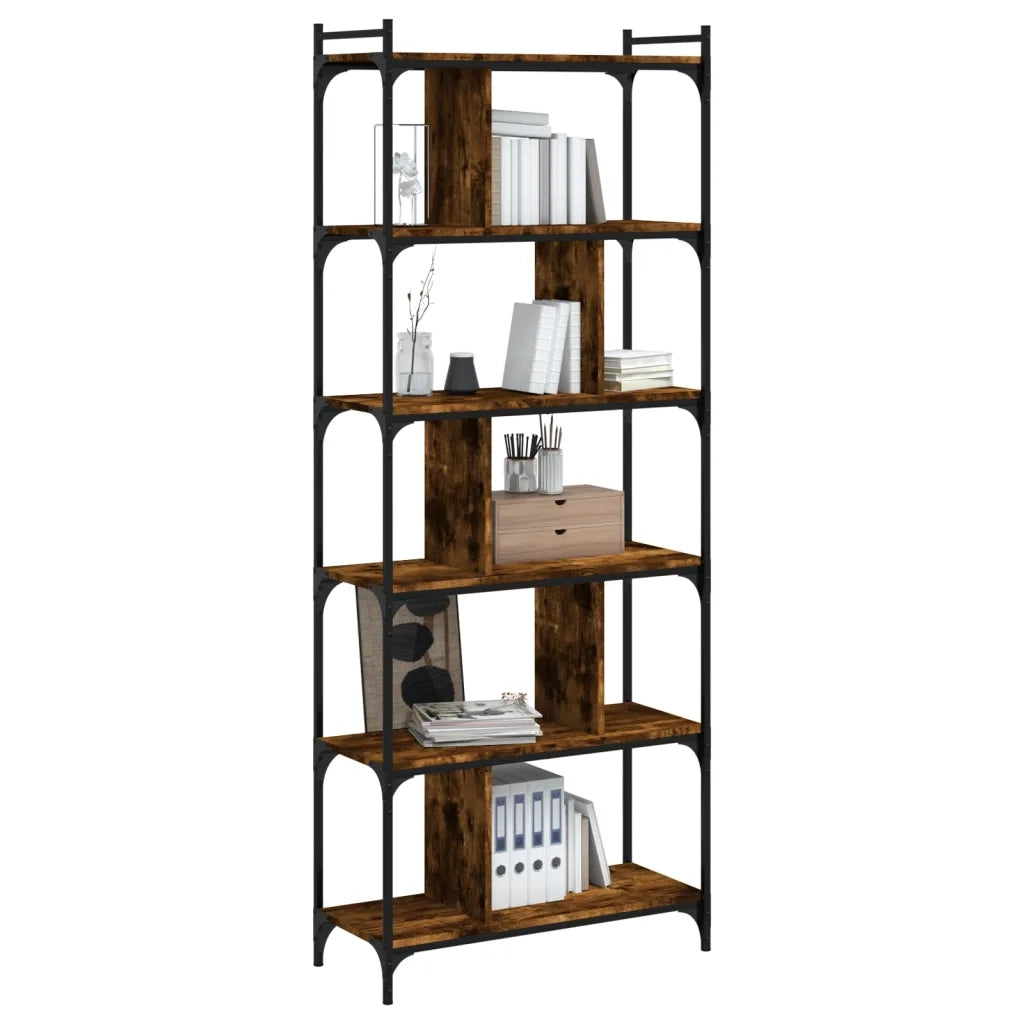 Libreria Rovere Fumo 6 Ripiani 76x32x192 cm Legno Multistrato 833947