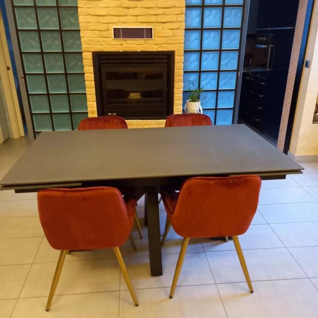 Tavolo big table piano vetro ceramica finitura pietra nera misura l.160 p.90 h.76(aperto 240 cm)